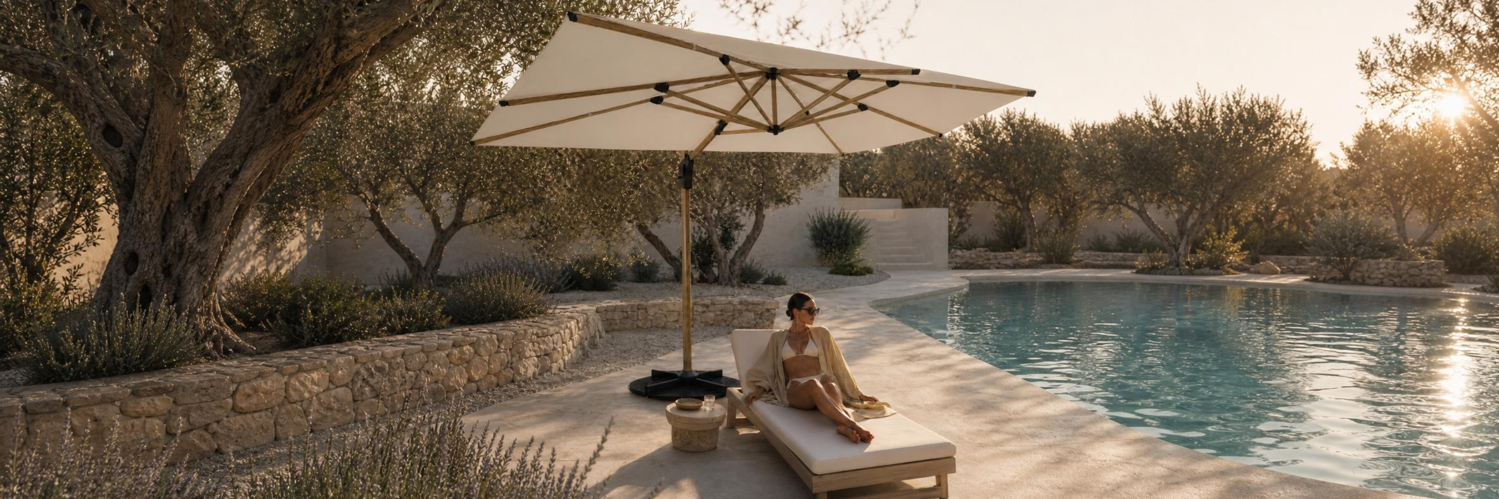 large outdoor patio umbrella providing shade in modern garden setting South Africa