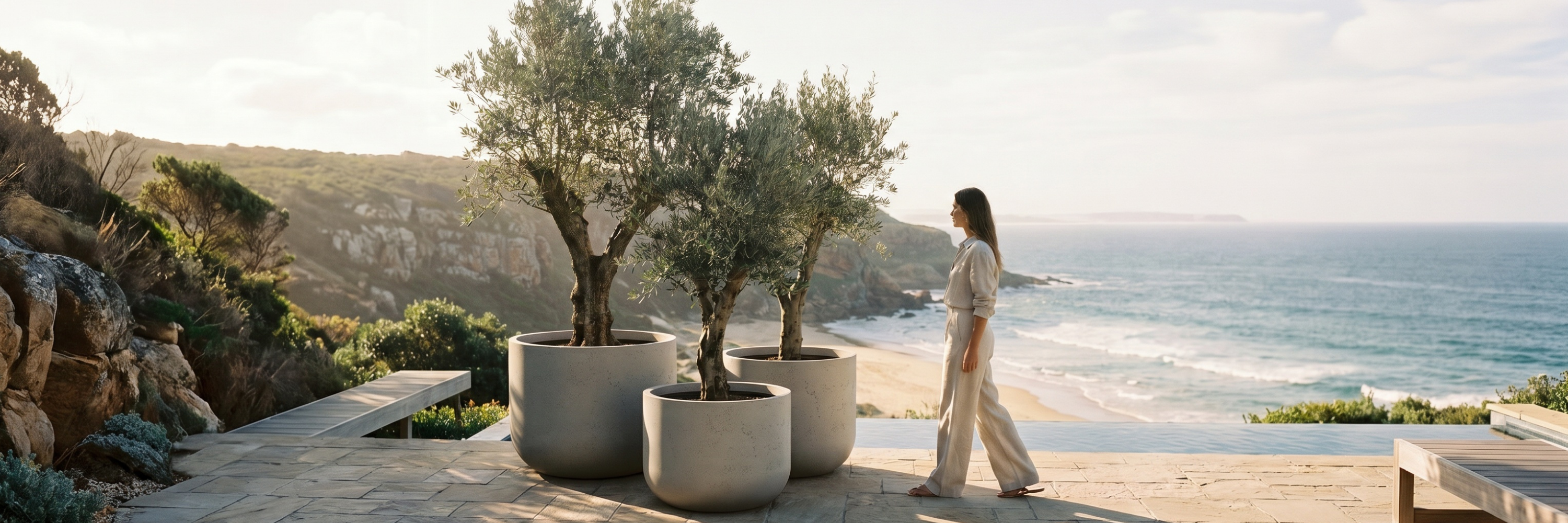 Marine-grade fibreglass planters
