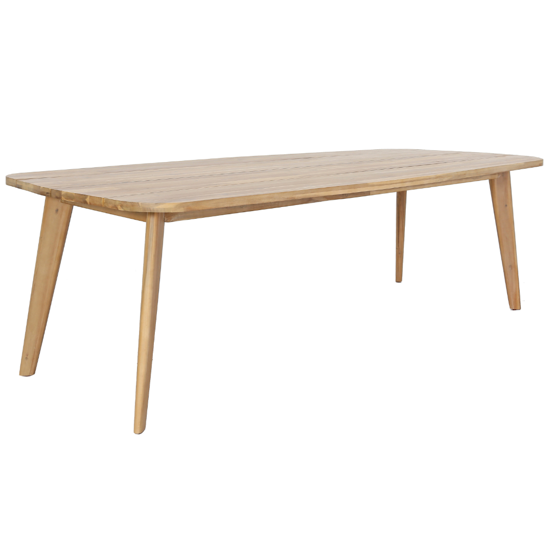 Wooden dining table on a white background