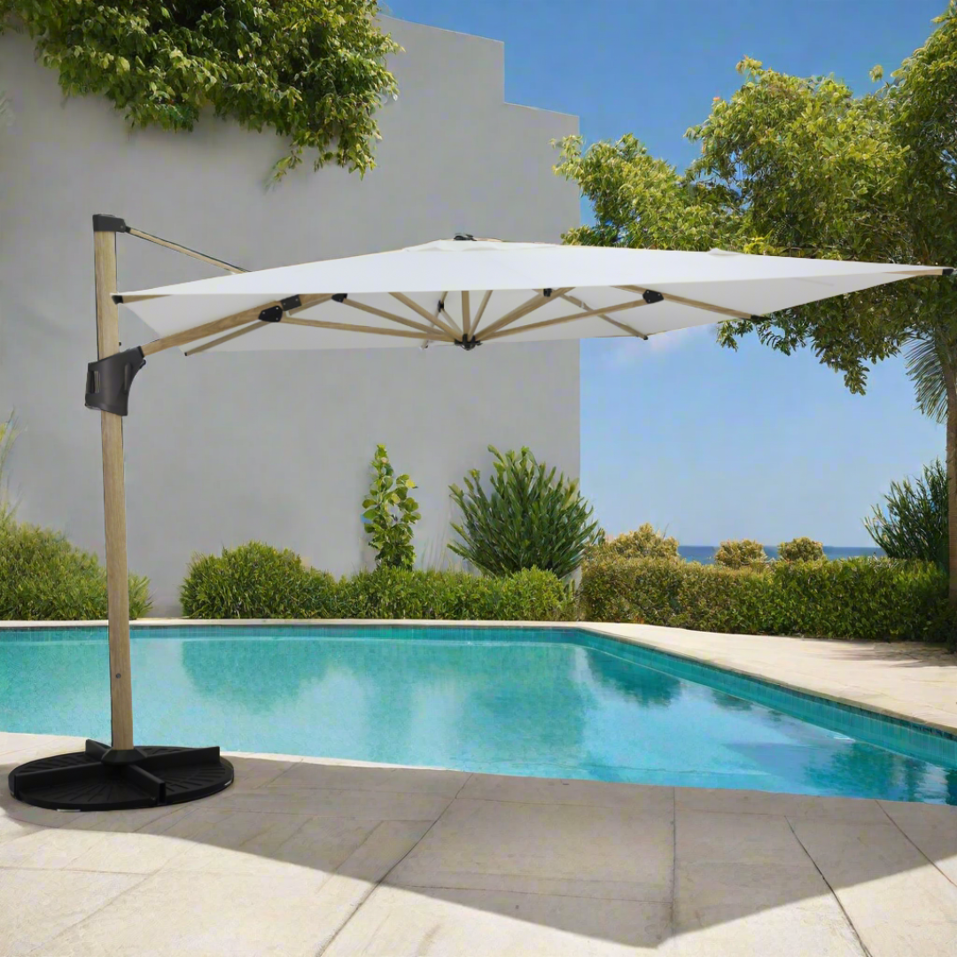 Antigua 3x4m Aluminium Umbrella - White