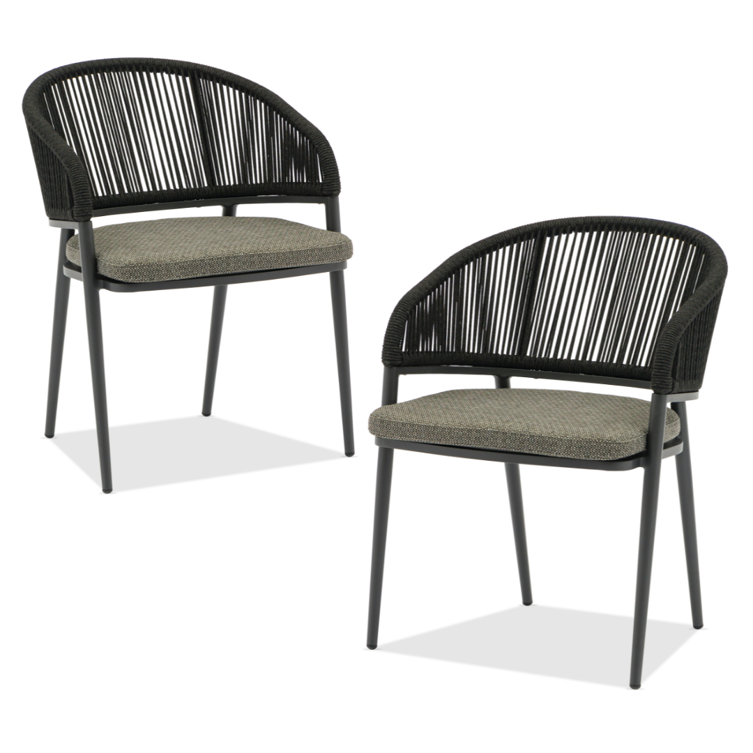Set of 2: Jack Outdoor Dining Chairs - Charcoal