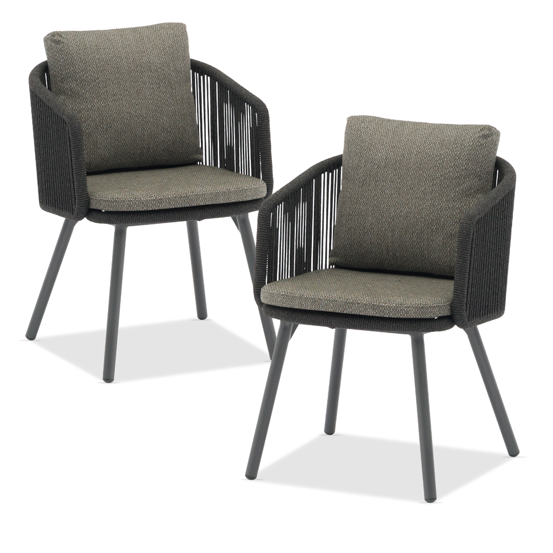 Set of 2: Harbour Outdoor Dining Chairs - Charcoal