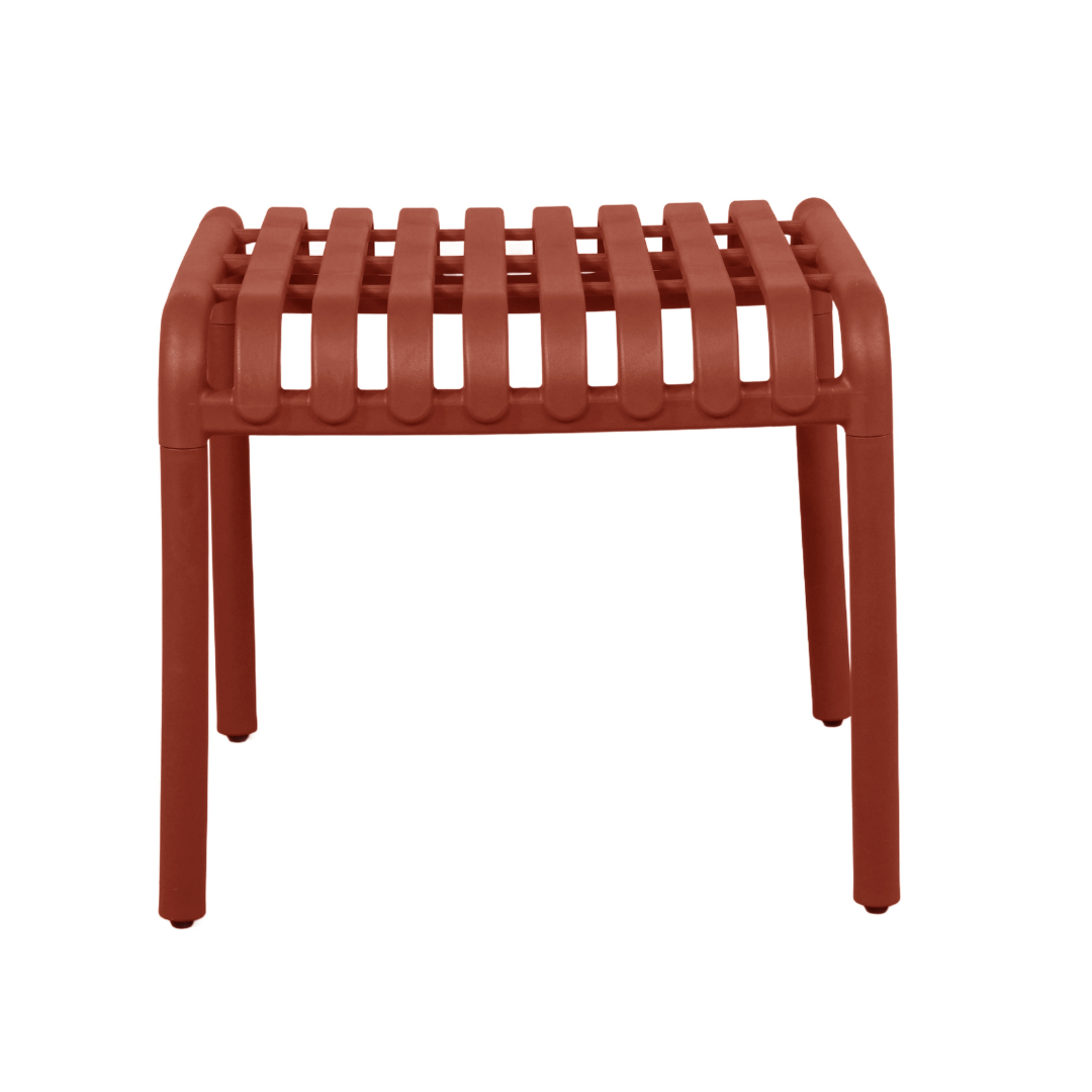 Terracotta side table from the Cabo lounge set with slatted top and compact square design