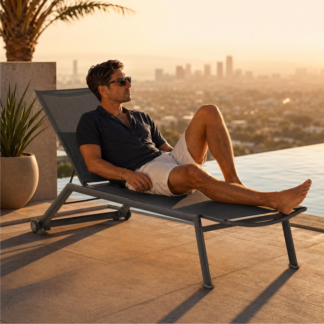 Set of 2: Cannes Sun Loungers - Charcoal