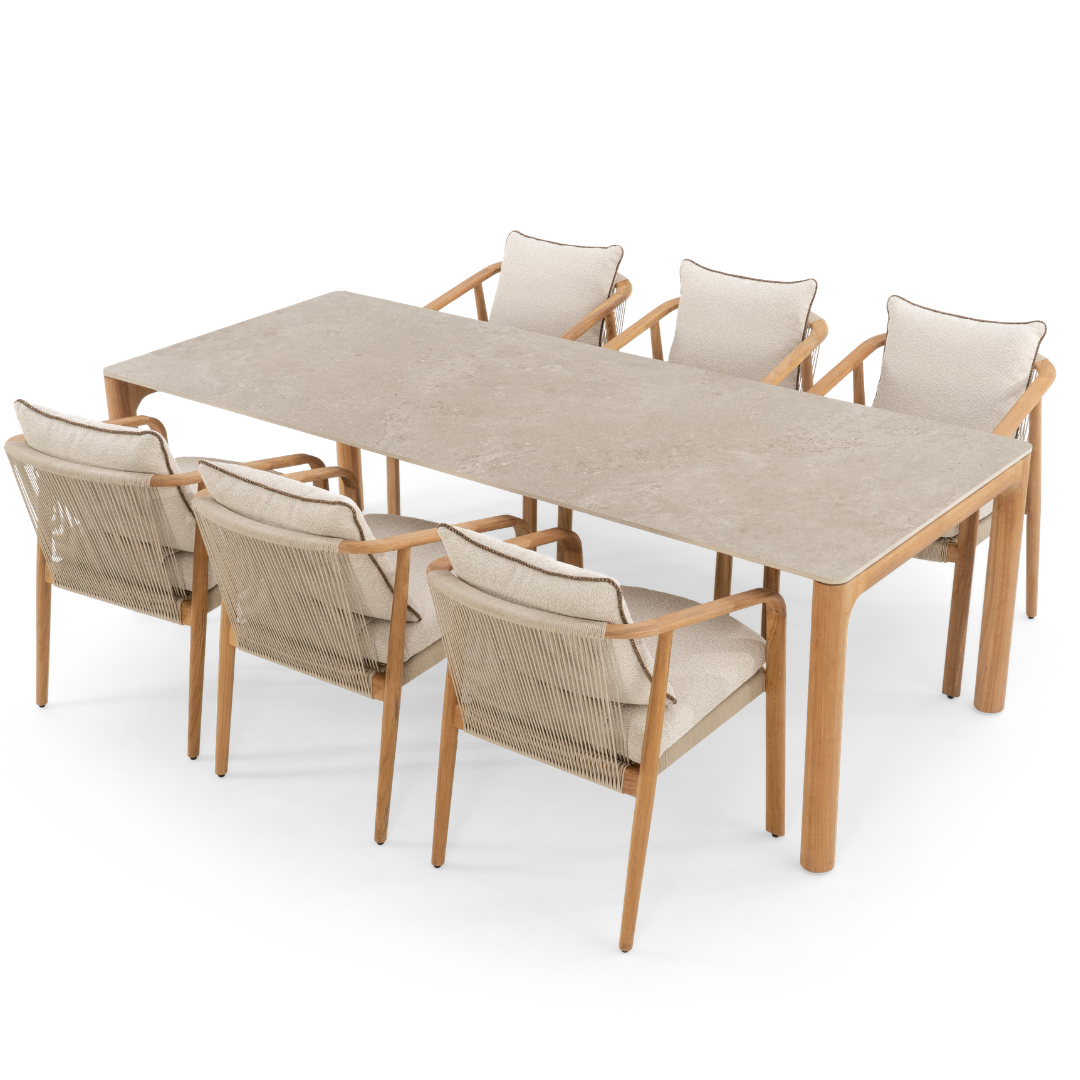 Tolo 240cm Dining Table - Ceramic + Teak | ON REQUEST