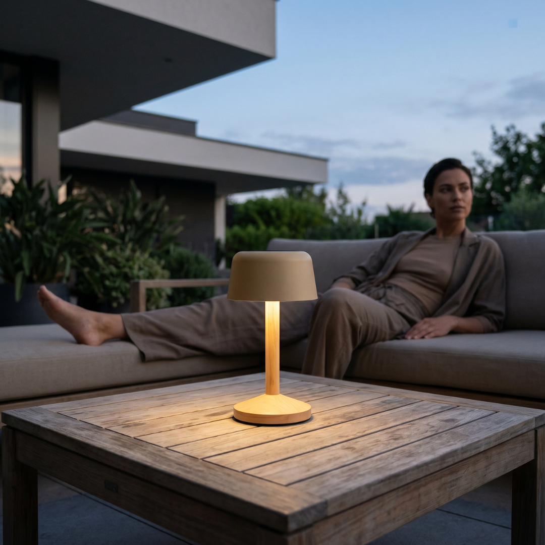 Spark Solar Lamp - Teak 29cm