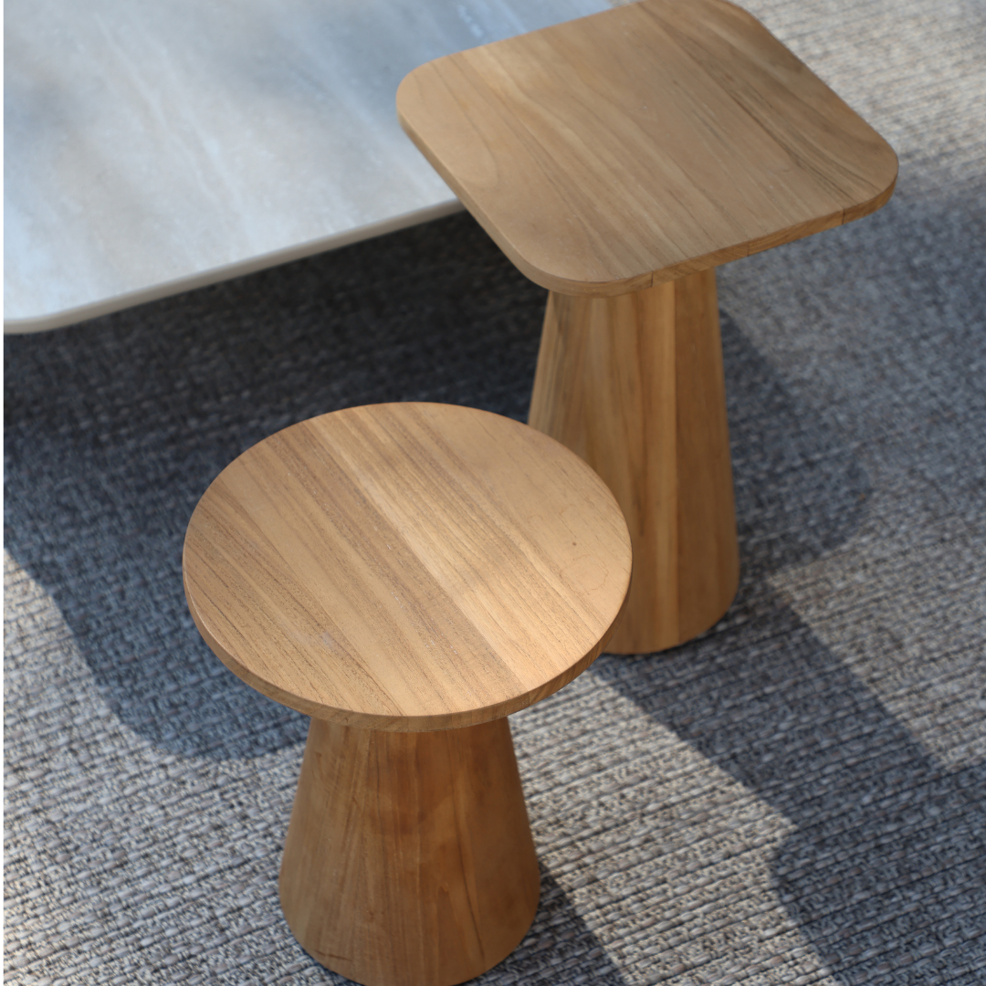 Plato Side Table - Square Tall - Teak | ON REQUEST