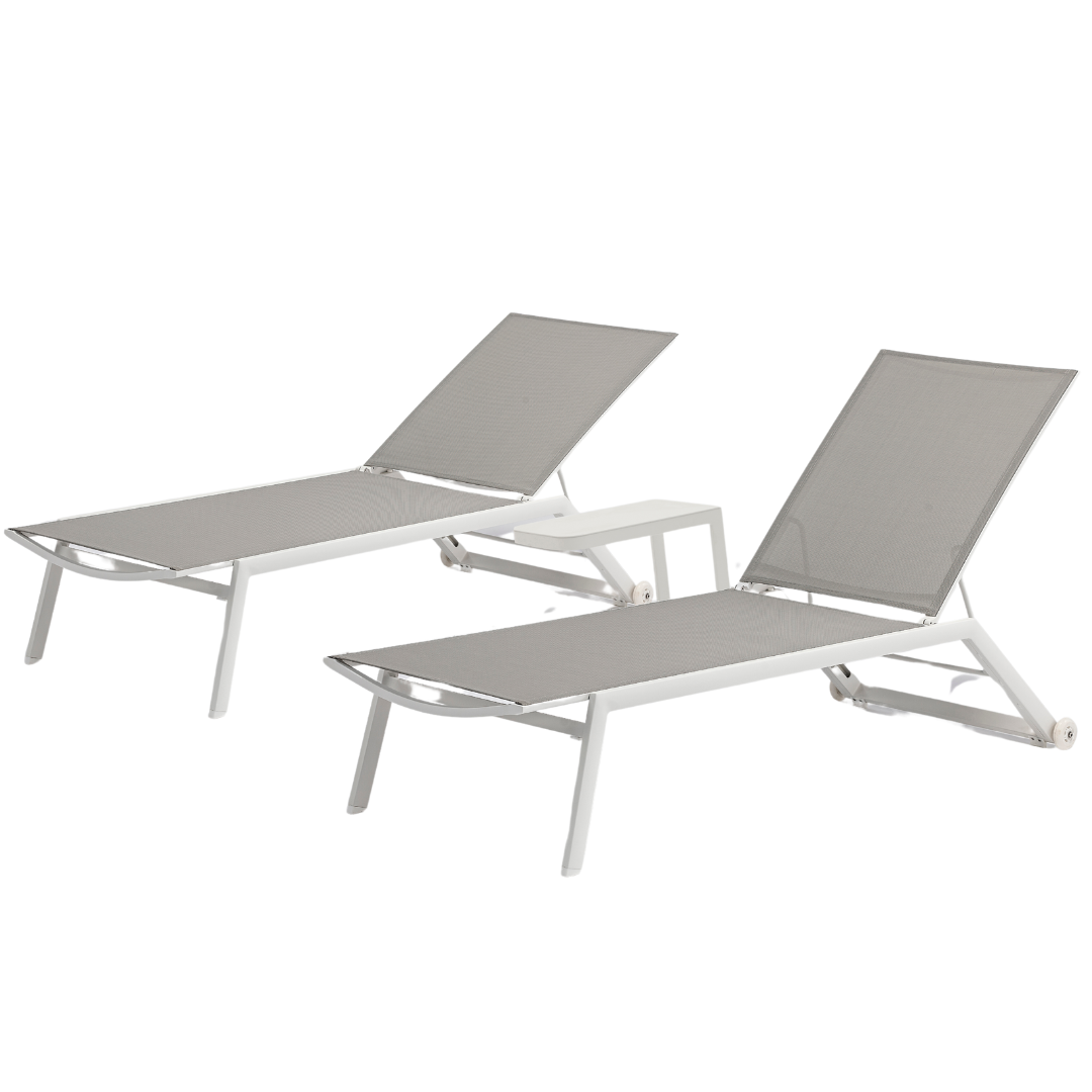 Cannes 3pc Sun Lounger Set White