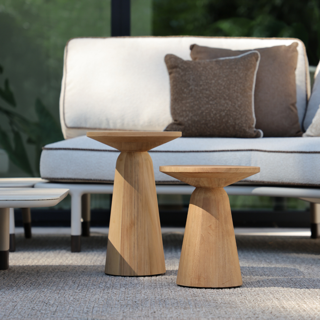 Plato Side Table - Round Tall - Teak | ON REQUEST