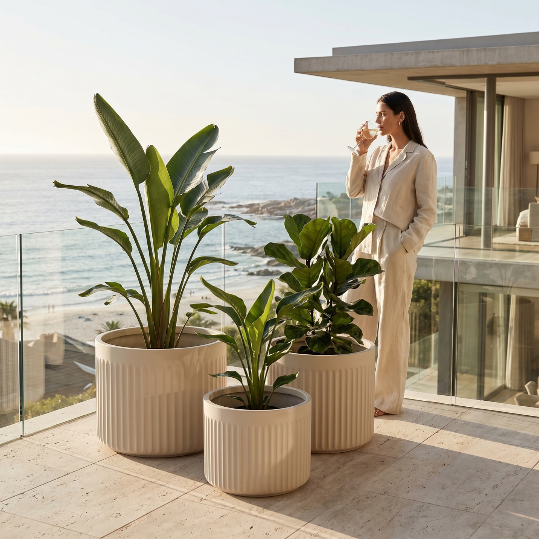 Doric Low Planter - Natural Linen | PREORDER SEPTEMBER