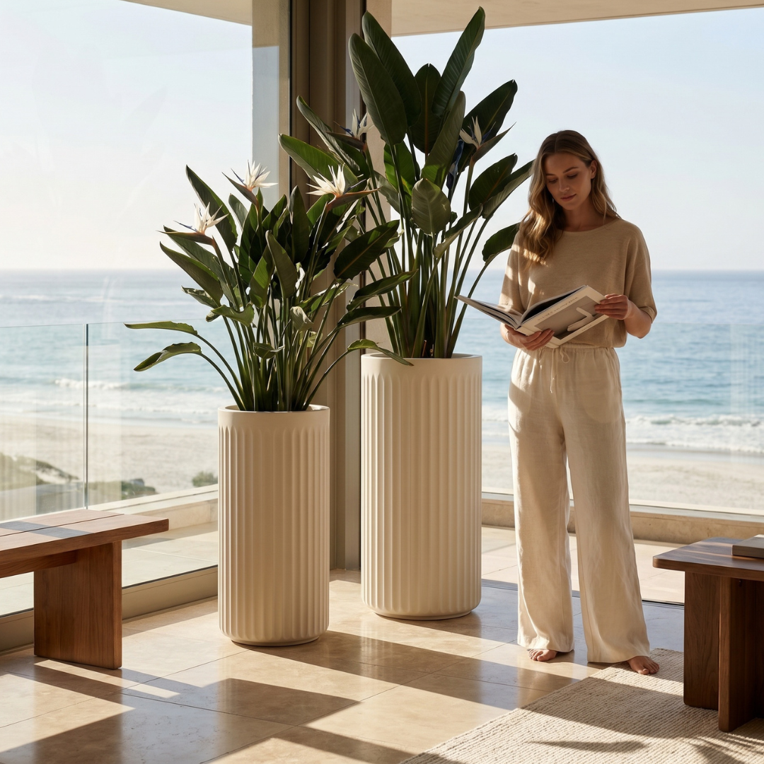 Doric Tall Planter - Natural Linen | PREORDER AUGUST