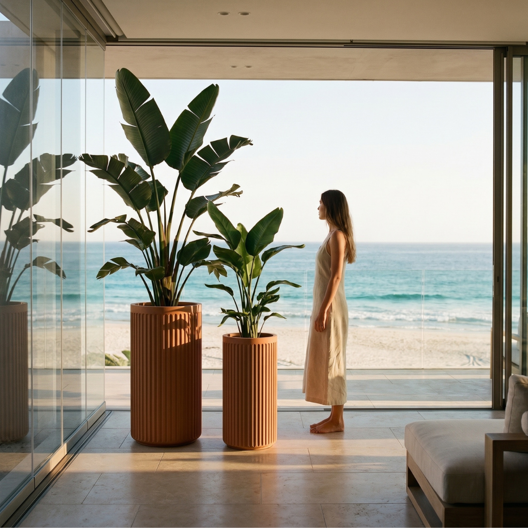 Doric Tall Planter - Natural Toasted Nut | PREORDER SEPTEMBER