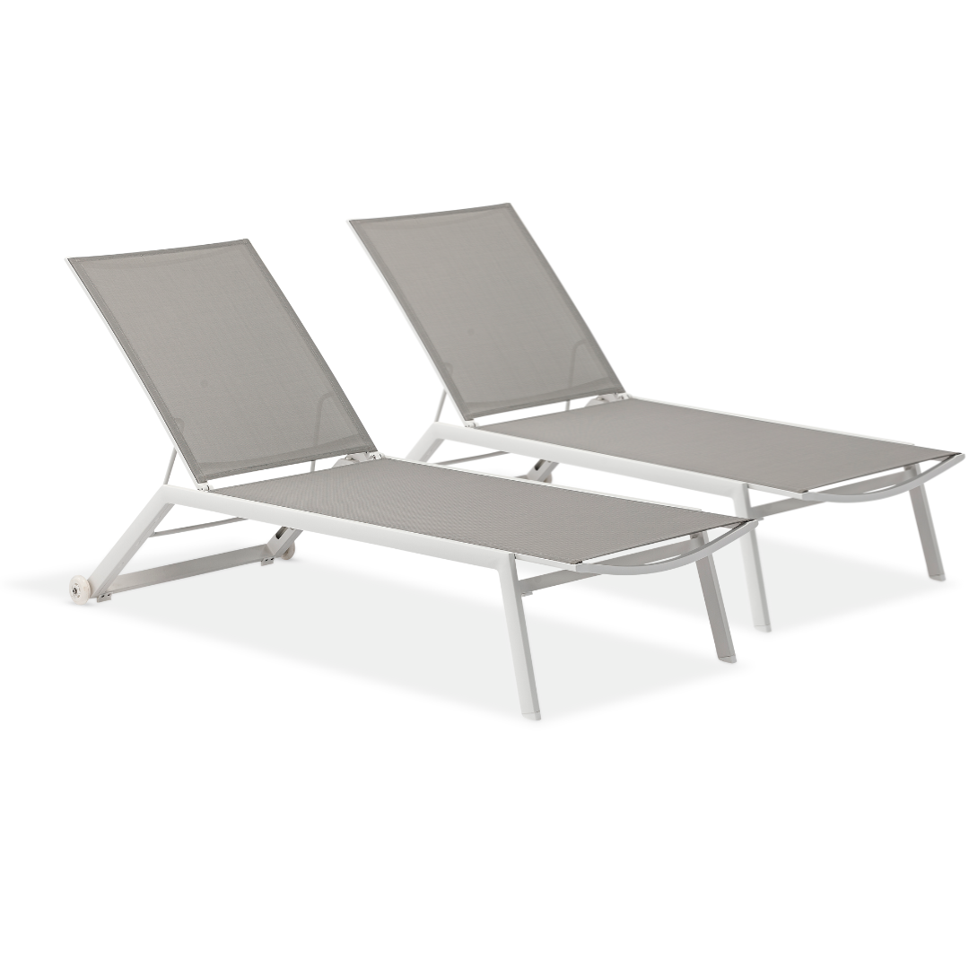 Set of 2: Cannes Sun Loungers - White