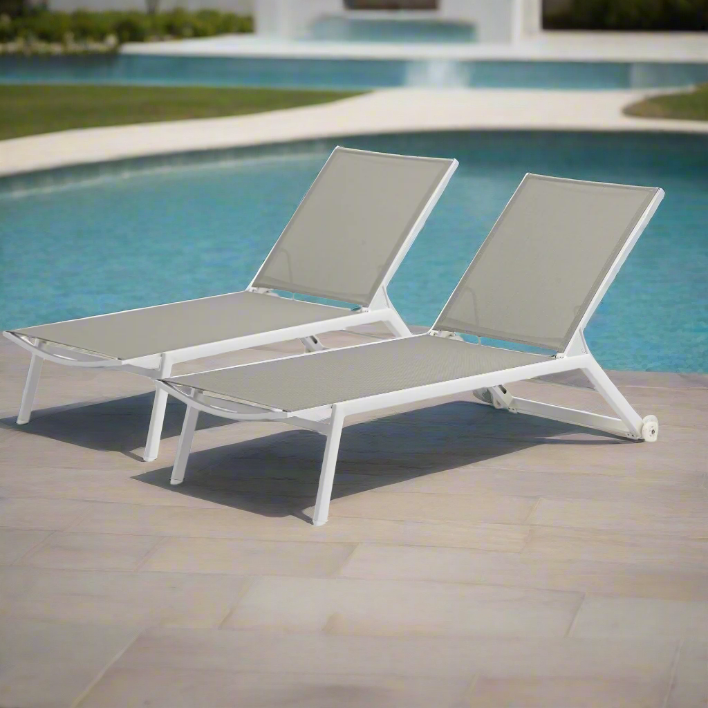 Set of 2: Cannes Sun Loungers - White
