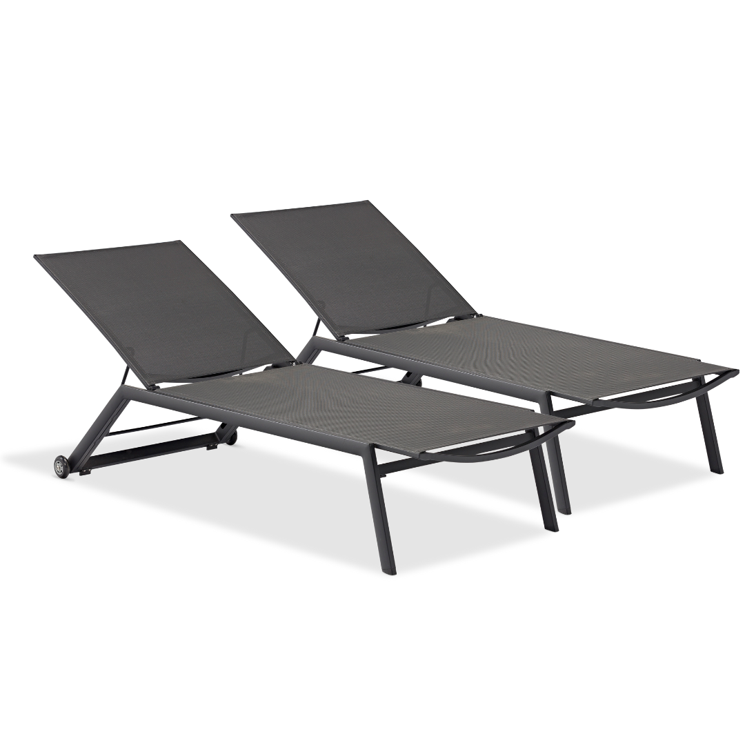 Set of 2: Cannes Sun Loungers - Charcoal
