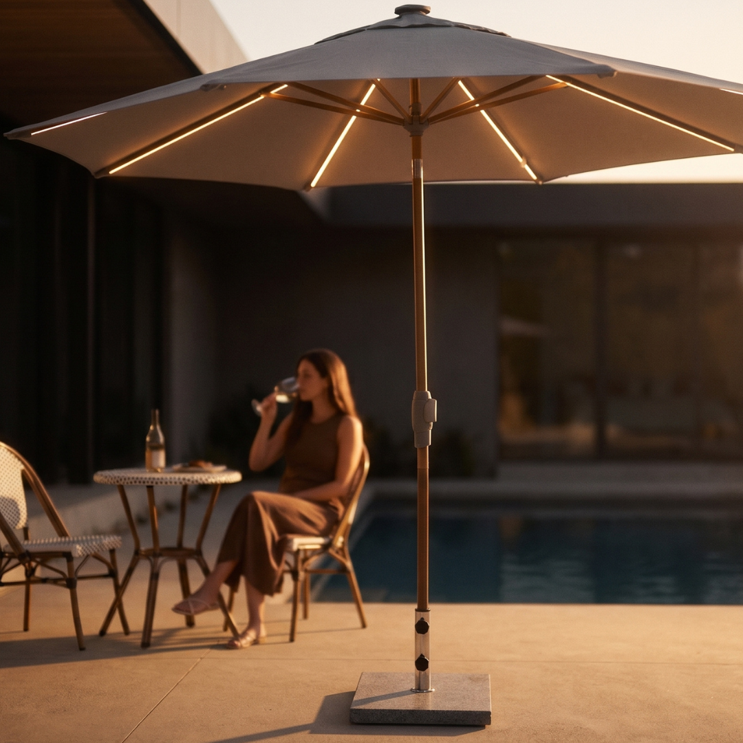 Royal Coro 3m Solar LED Umbrella Set - Beige | PREORDER AUGUST