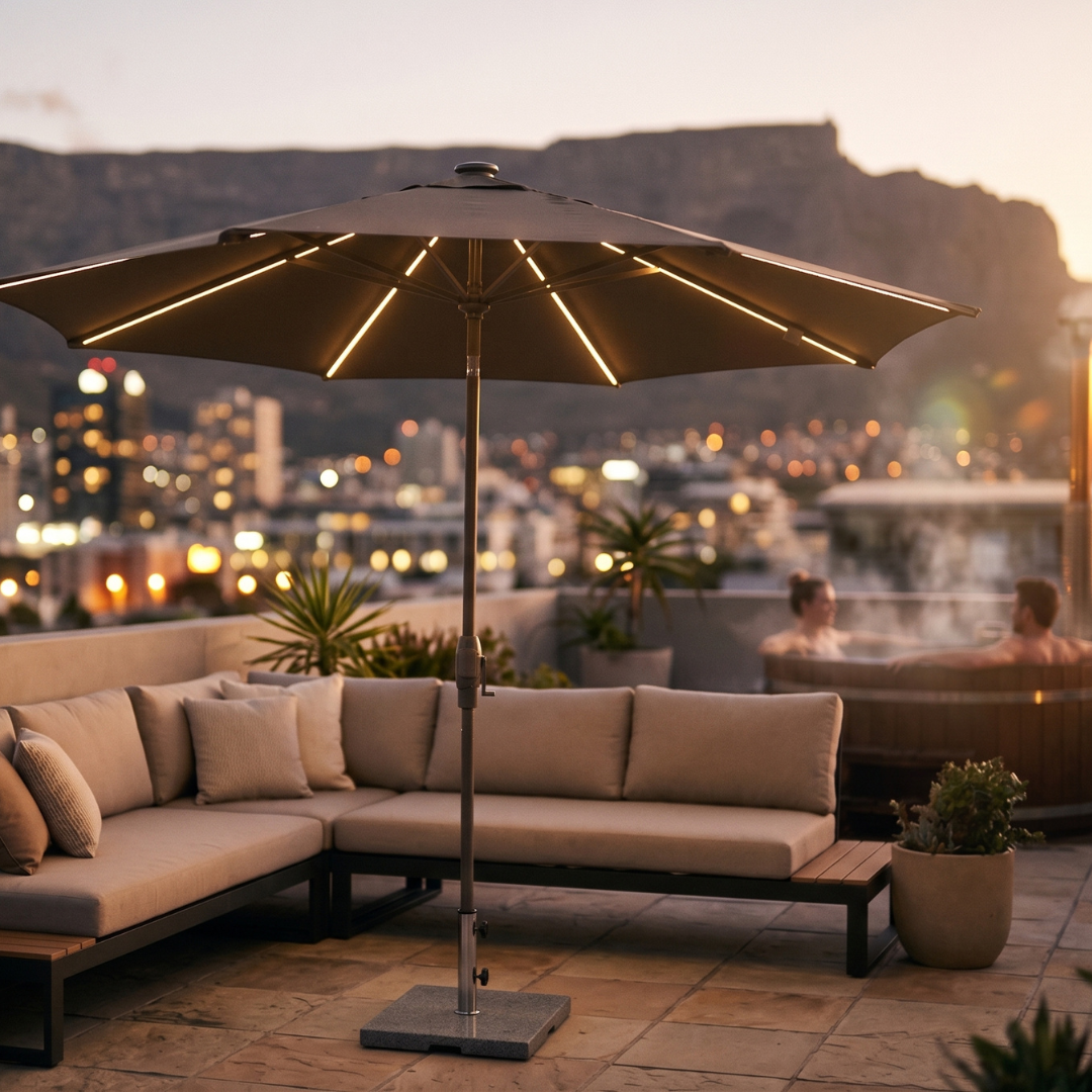 Royal Coro 3m Solar LED Umbrella Set - Taupe | PREORDER AUGUST