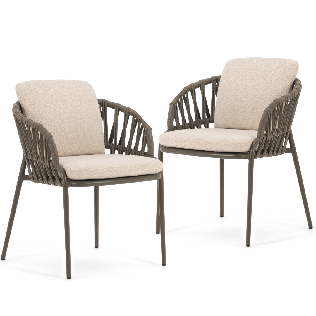 Set of 2: Noon Outdoor Dining Chairs - Olive | PREORDER AUGUST