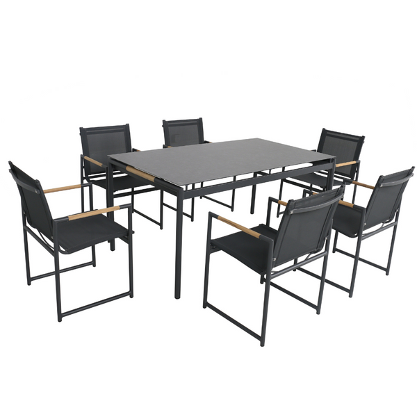 Faro 6 Seater Dining Set Charcoal