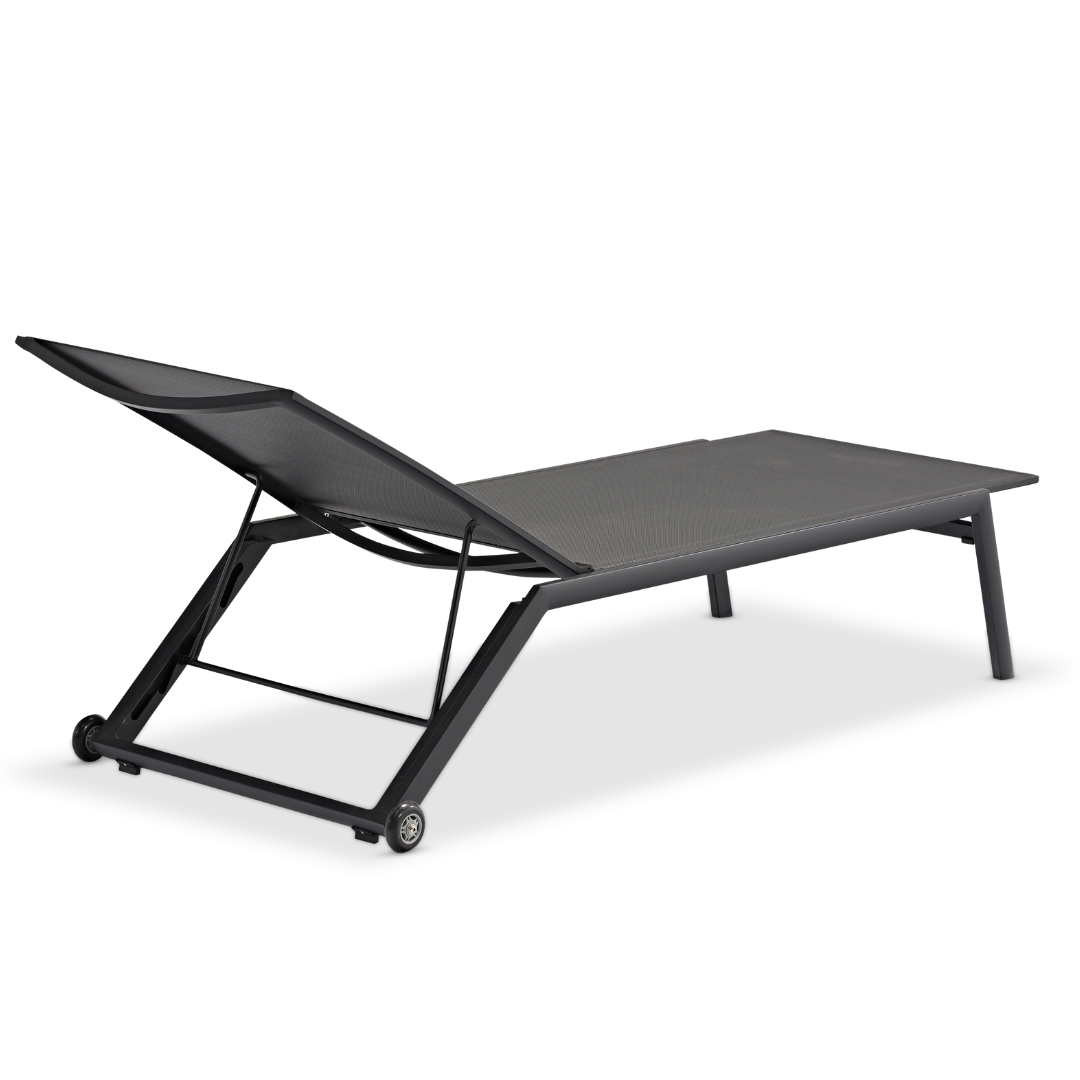 Cannes 3pc Sun Lounger + Table Set Charcoal