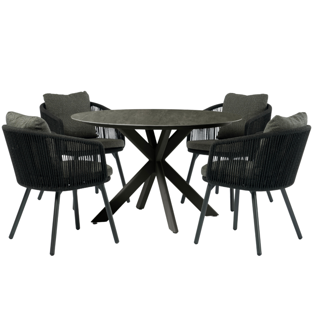 Harbour 4-Seater Dining Set Charcoal