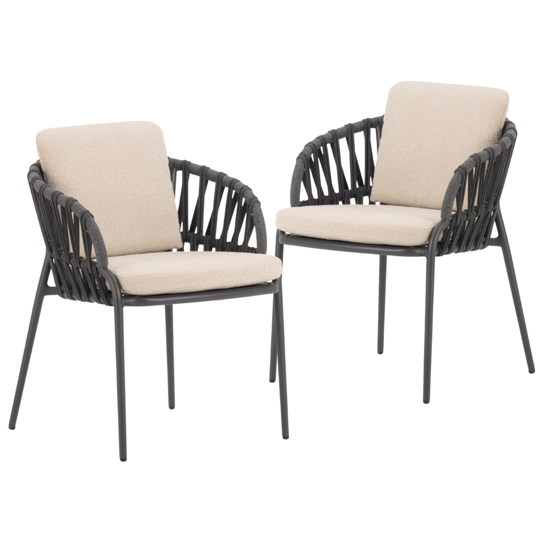 Set of 2: Noon Outdoor Dining Chairs - Charcoal | PREORDER AUGUST