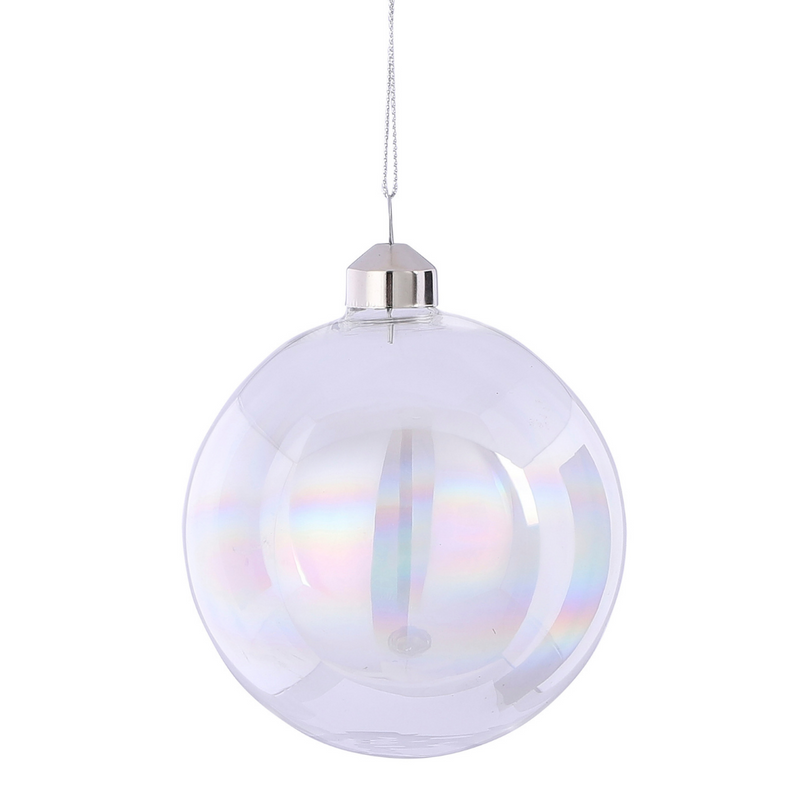 10cm Glass Christmas Bauble Iridescent