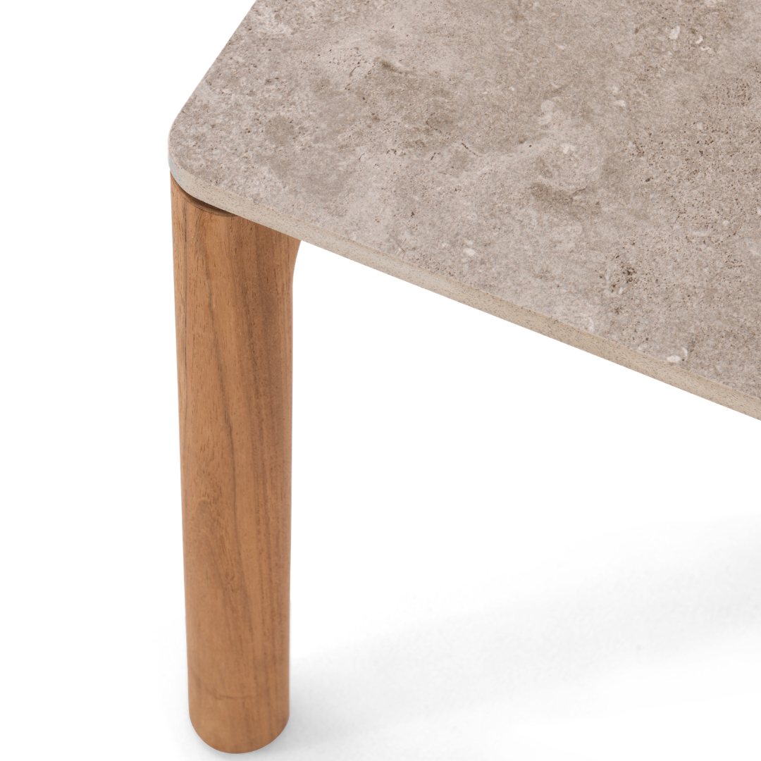 Tolo Side Table - Ceramic + Teak | ON REQUEST