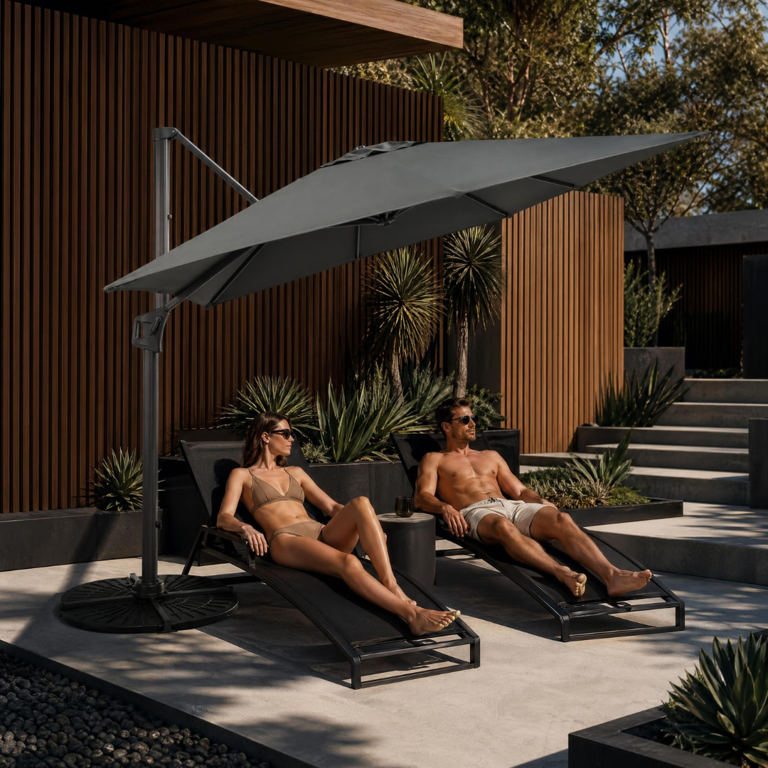 Cayman 3x3m Aluminium Umbrella - Charcoal