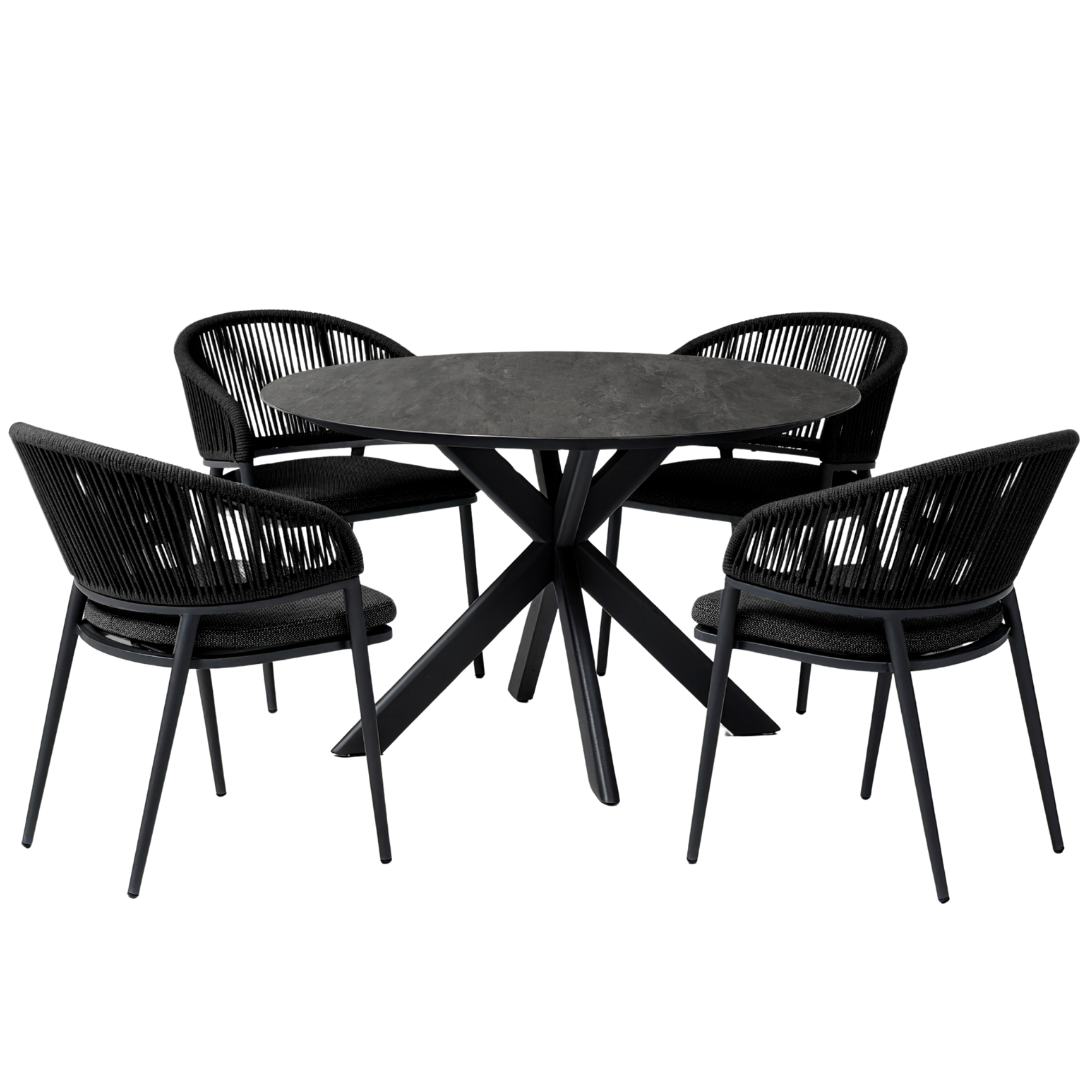 Jack 4-Seater Dining Set Charcoal