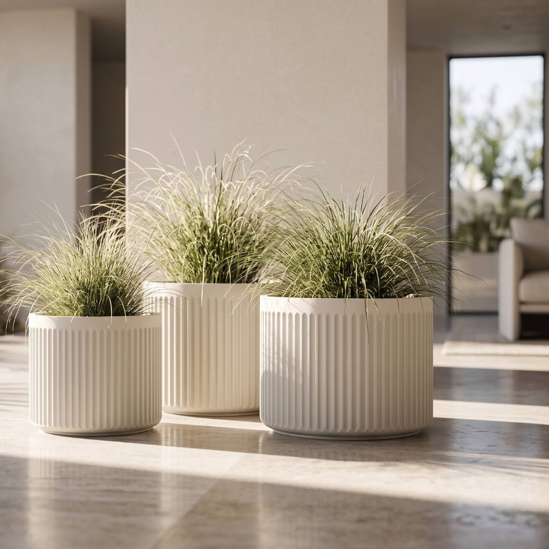 Doric Low Planter - Natural Linen | PREORDER SEPTEMBER