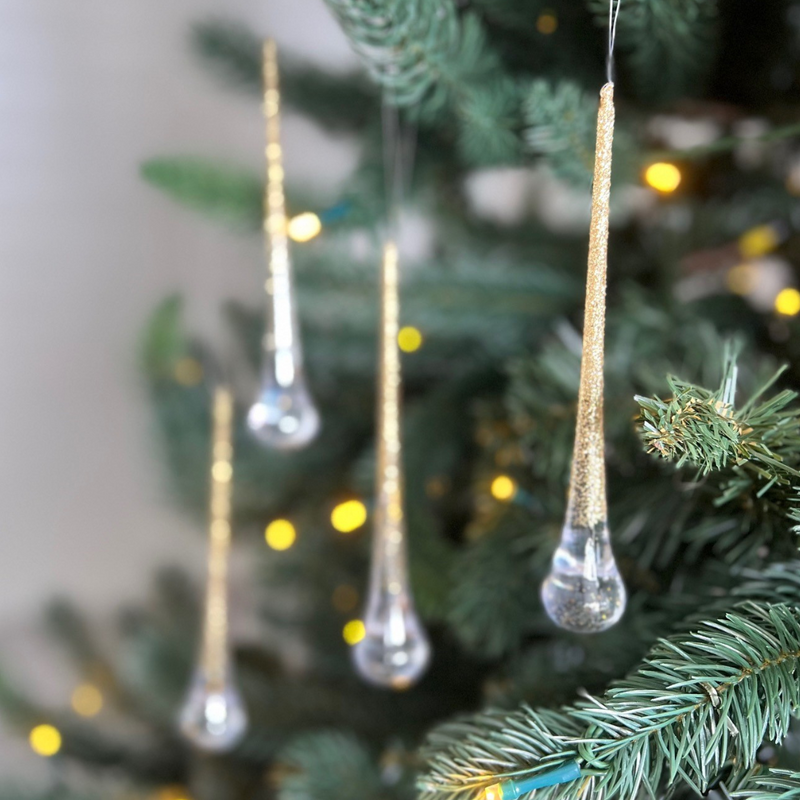 Set of 4: Gold Drop Ornaments