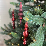 Set of 3: Dark Red Glass Finial Ornaments