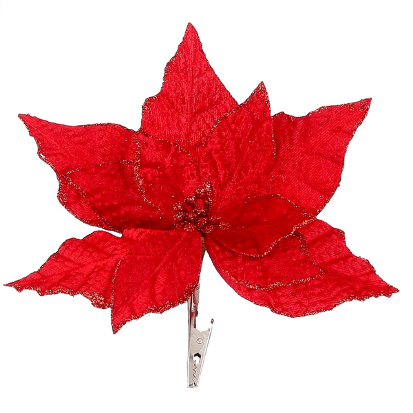 Set of 5: Poinsettia Clips - 28cm