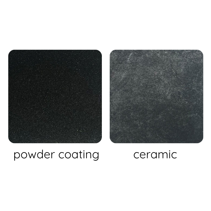 Norland Balcony Set - Dark finish swatches showing powder coating ceramic and fabric textures