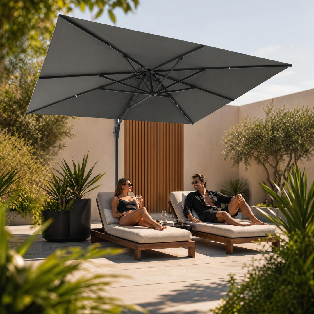 Antigua 3x4m Aluminium Umbrella - Charcoal | PREORDER SEPTEMBER
