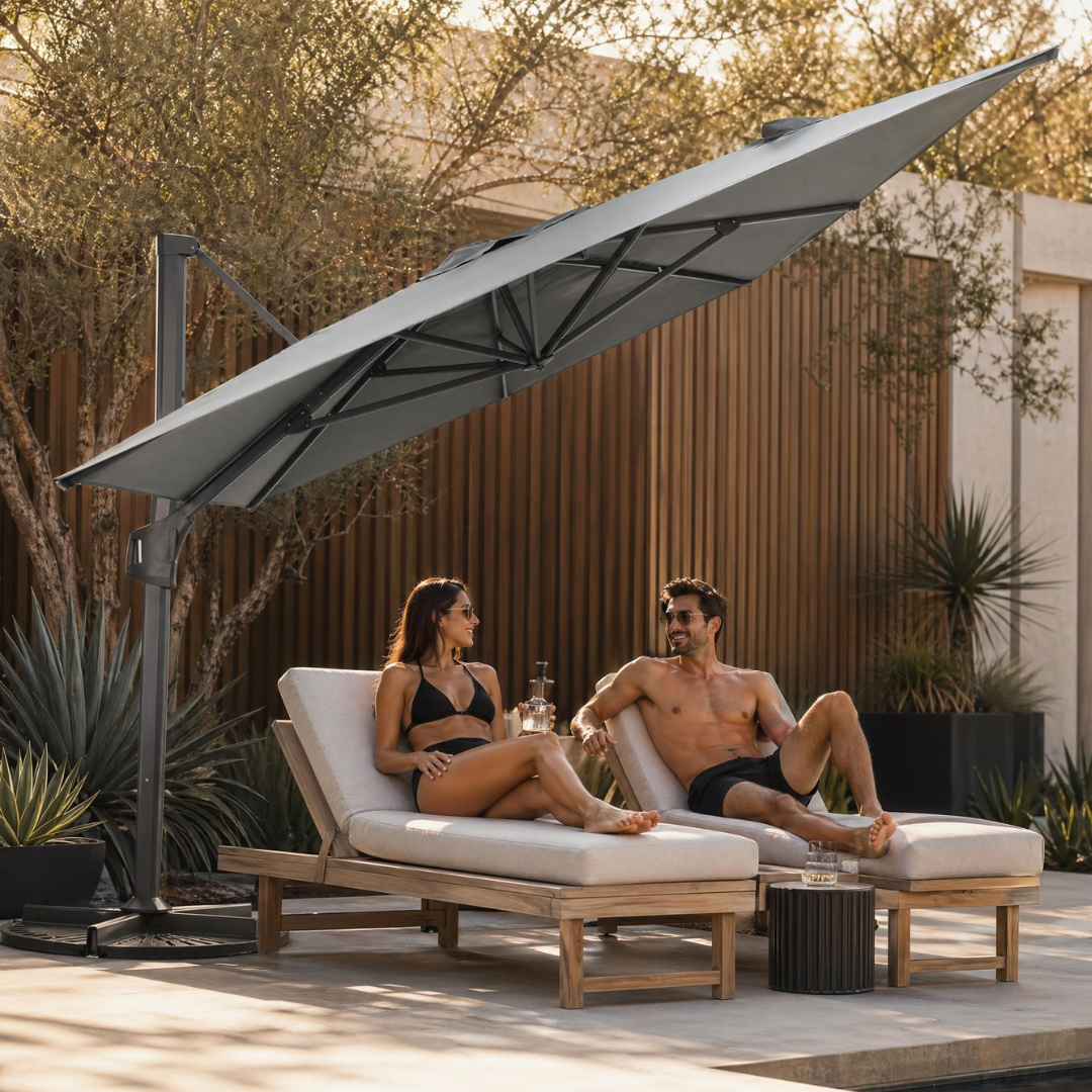 Antigua 3x4m Aluminium Umbrella - Charcoal | PREORDER SEPTEMBER