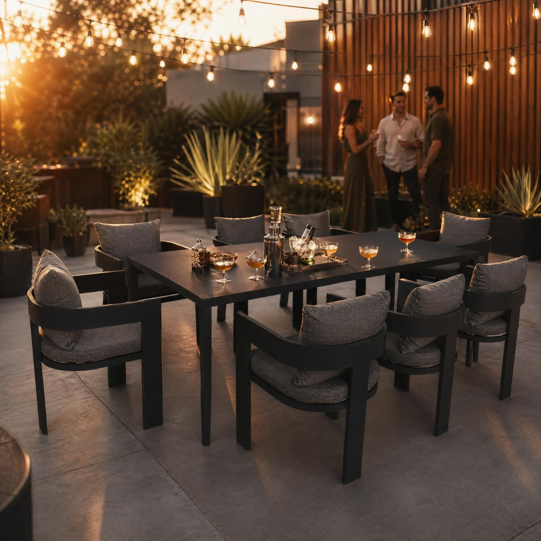 Como 8-Seater Outdoor Dining Set – Dark