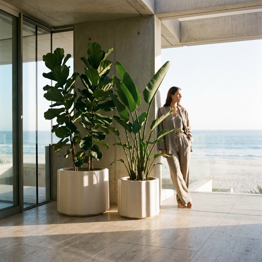 Vattra Low Planter - Natural Linen | PREORDER AUGUST
