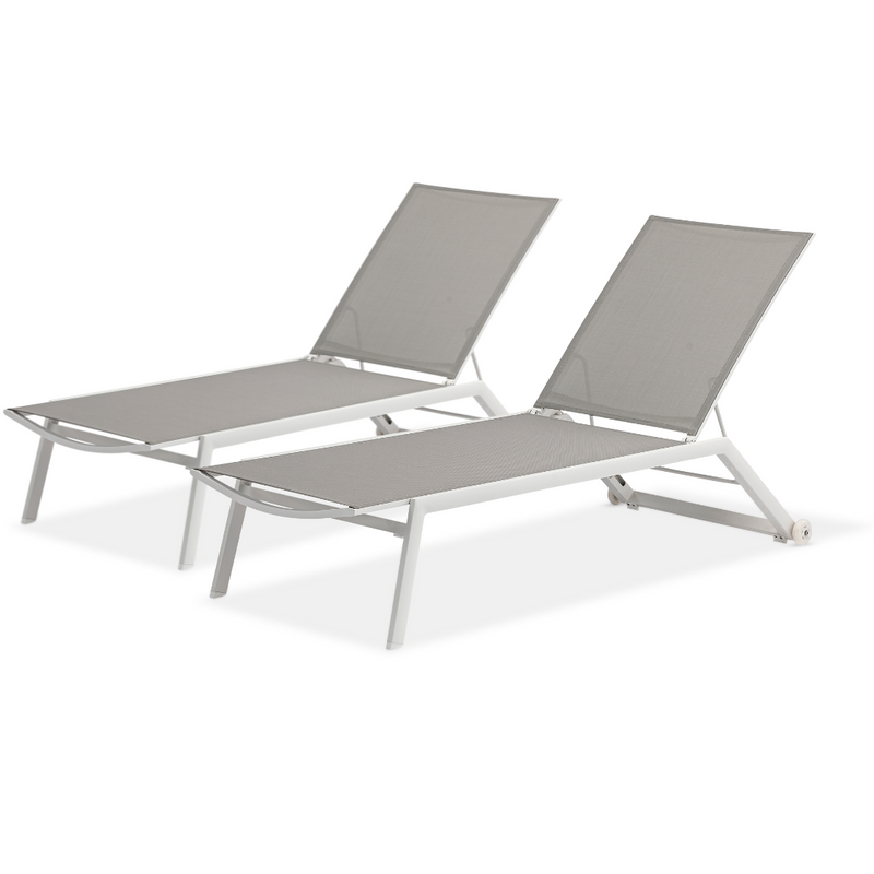 Set of 2: Cannes Sun Lounger - White