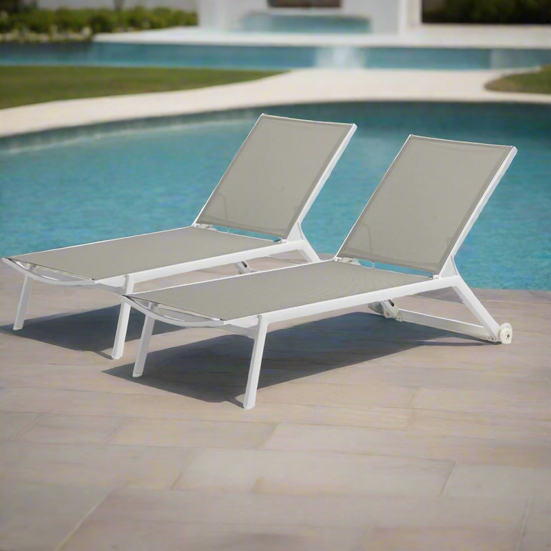 Set of 2: Cannes Sun Lounger - White