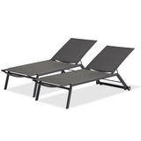 Set of 2: Cannes Sun Lounger - Charcoal