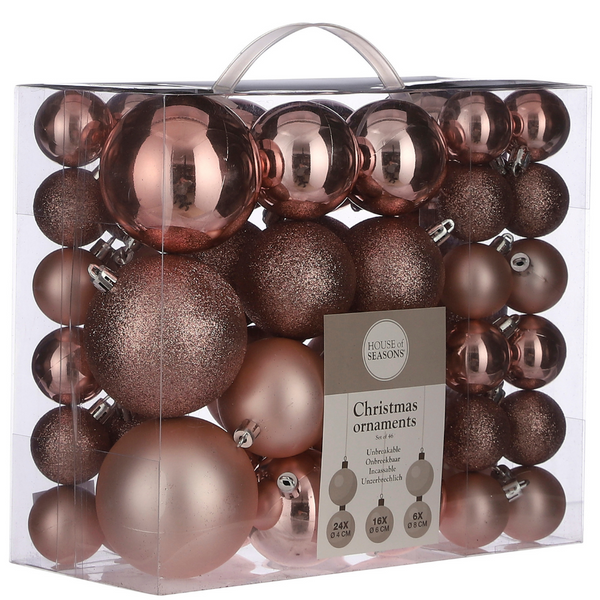 Christmas Baubles: Light Pink - 46 pieces
