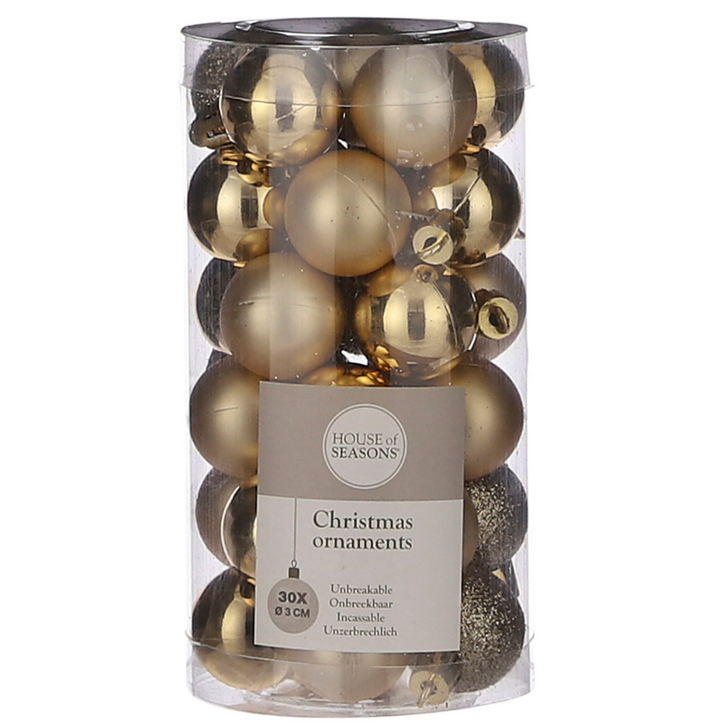 Christmas Baubles: Gold - 30 pieces