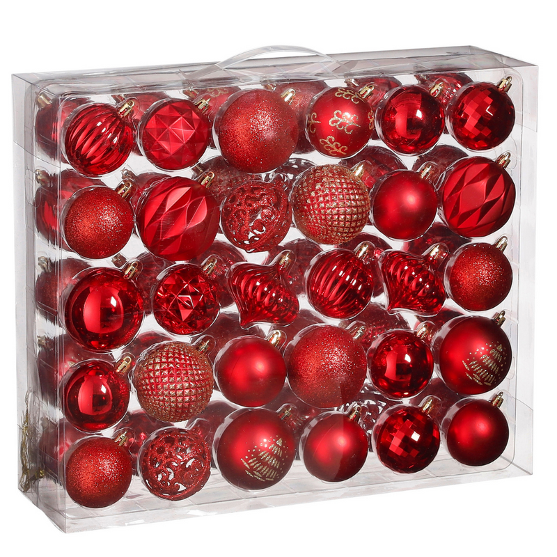 Tree Decorations : Red - 60 pieces