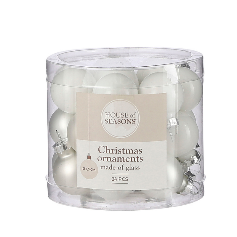Premium Glass Christmas Baubles: White