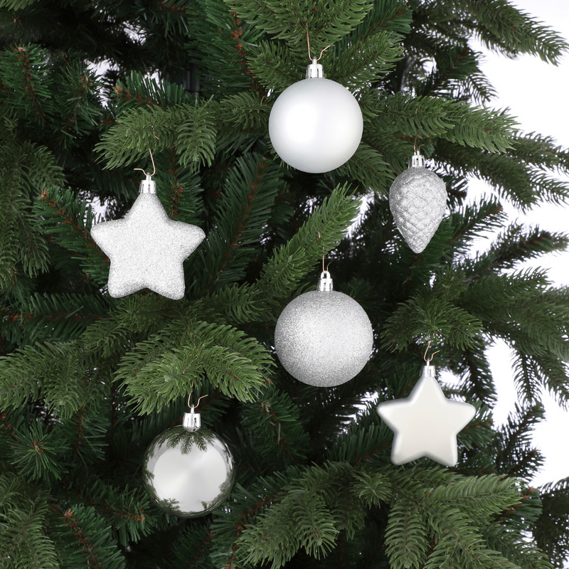 Tree Decoration Pack: Silver - 40 pieces