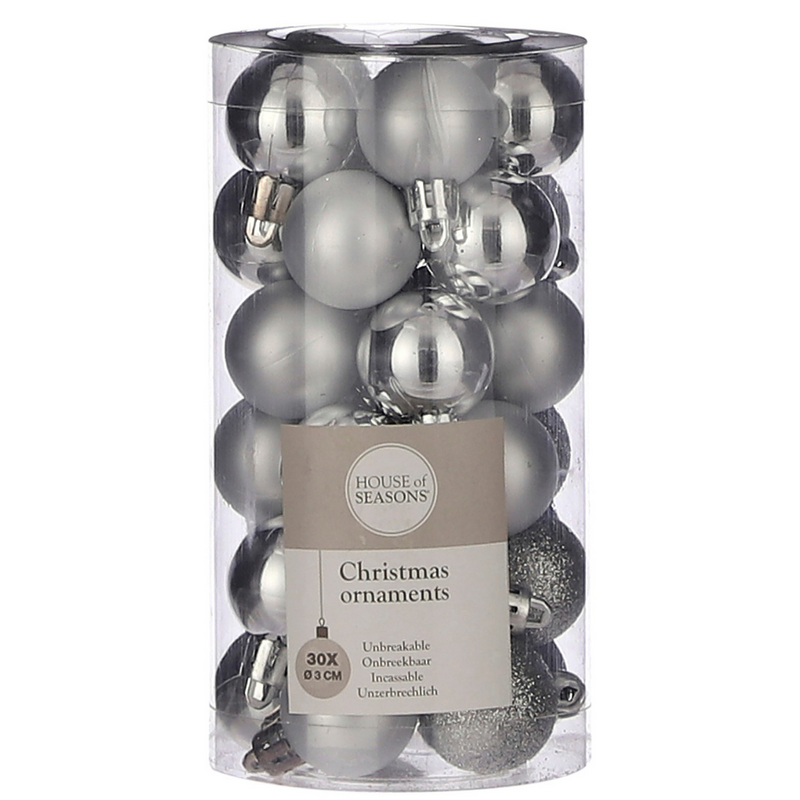 Christmas Baubles: Silver - 30 pieces