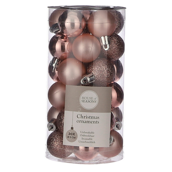 Christmas Baubles: Light Pink - 30 pieces