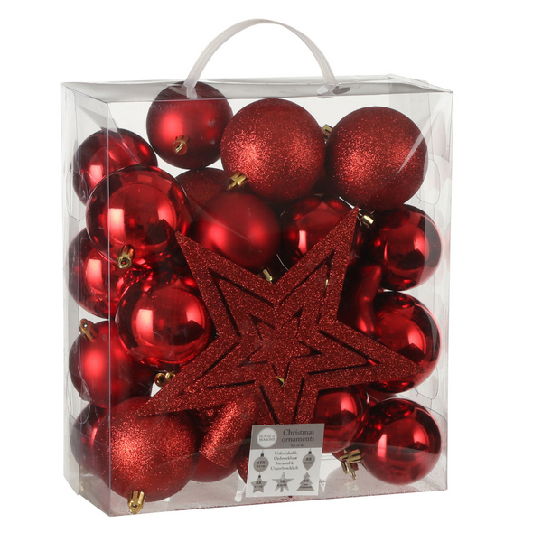 Tree Decoration Pack: Red - 40 pieces